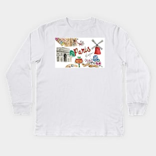 Paris illustrations Kids Long Sleeve T-Shirt